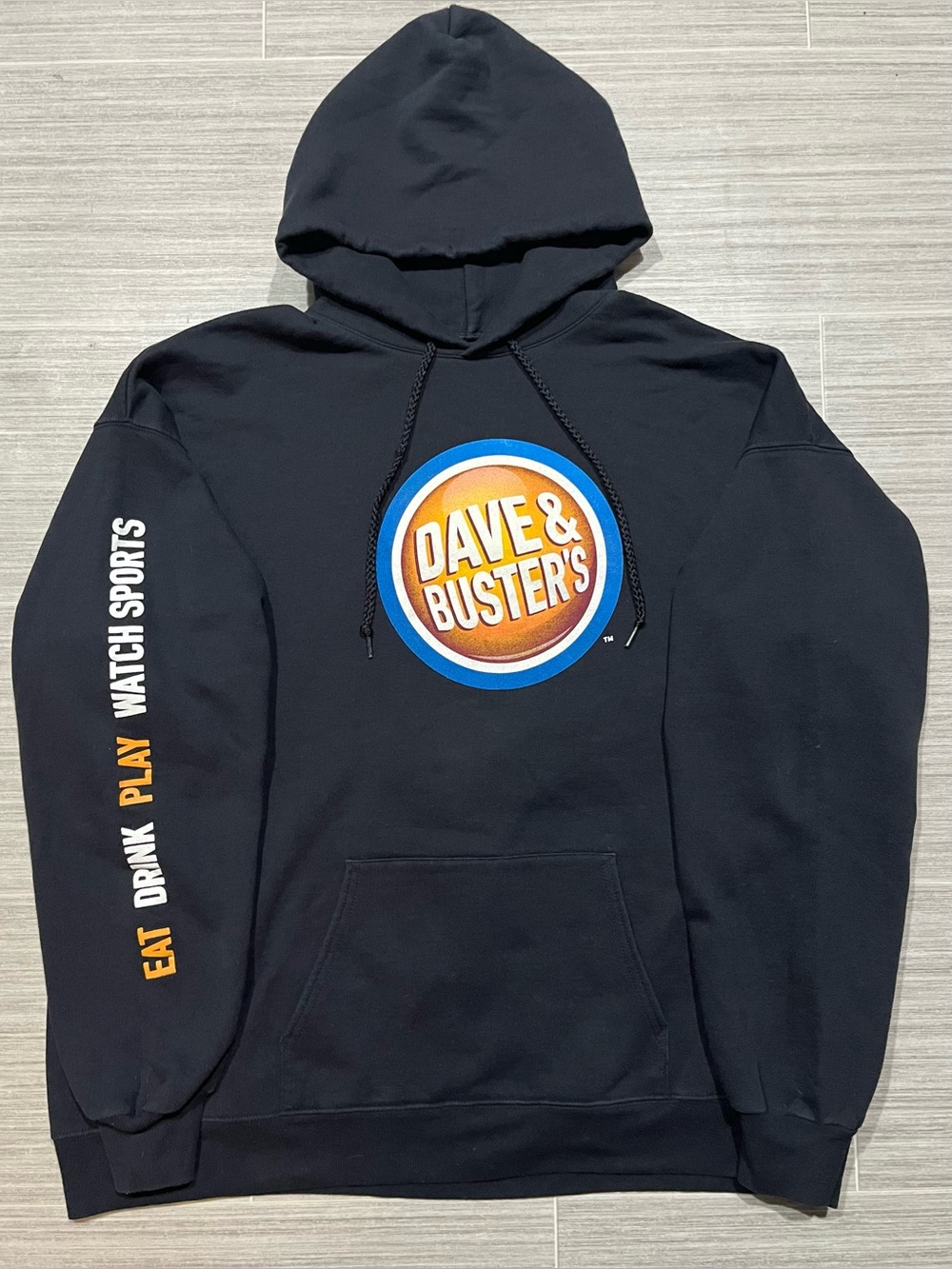 Dave & Buster's Black Hooded Pullover Sweatshirt